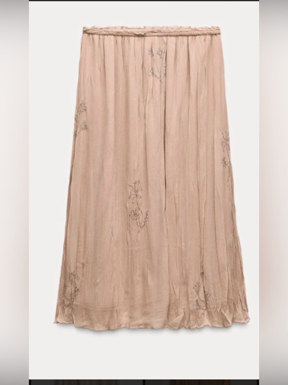 Zara Dusty Rose Embroidered Maxi Skirt
